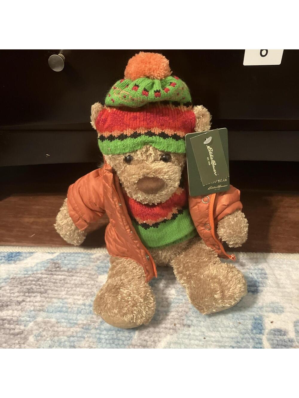 Collectible Eddie Bauer Teddy Bear Plush NWT Down  Jacket 13” keepsake holiday